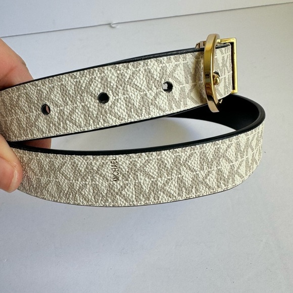 Michael Kors Reversible Belt MK Monogram Canvas Dark Navy Blue Medium / Large - Picture 3 of 10